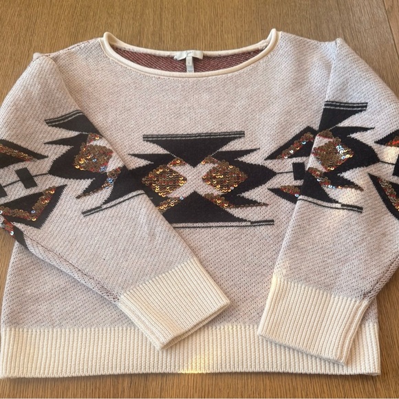 Joie Southwest Print Size S Cashmere Blend Sweater with Sequins - Picture 7 of 10
